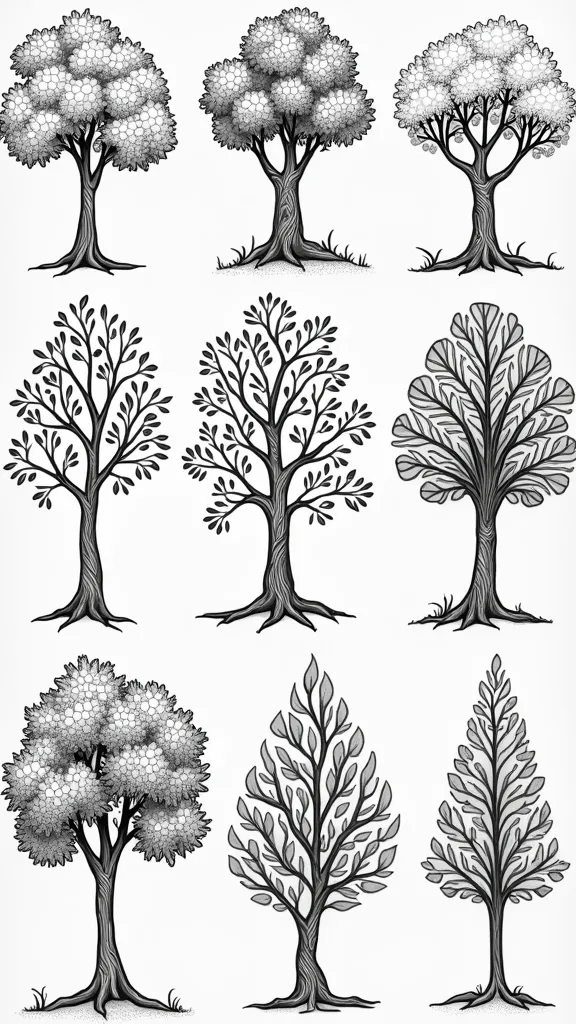 arbres imprimables coloriages